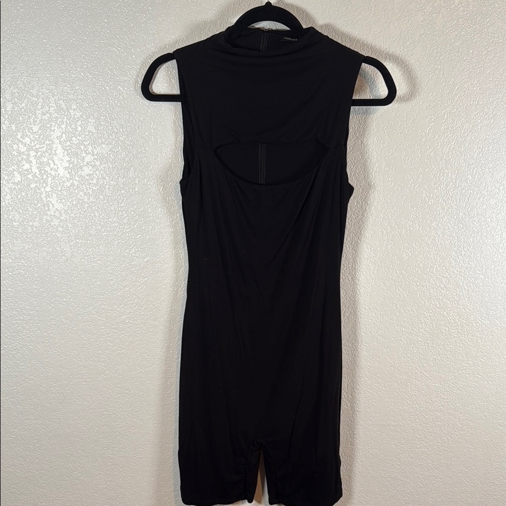 Naked Wardrobe Black Double Layer Mockneck Cutout Romper Singlet